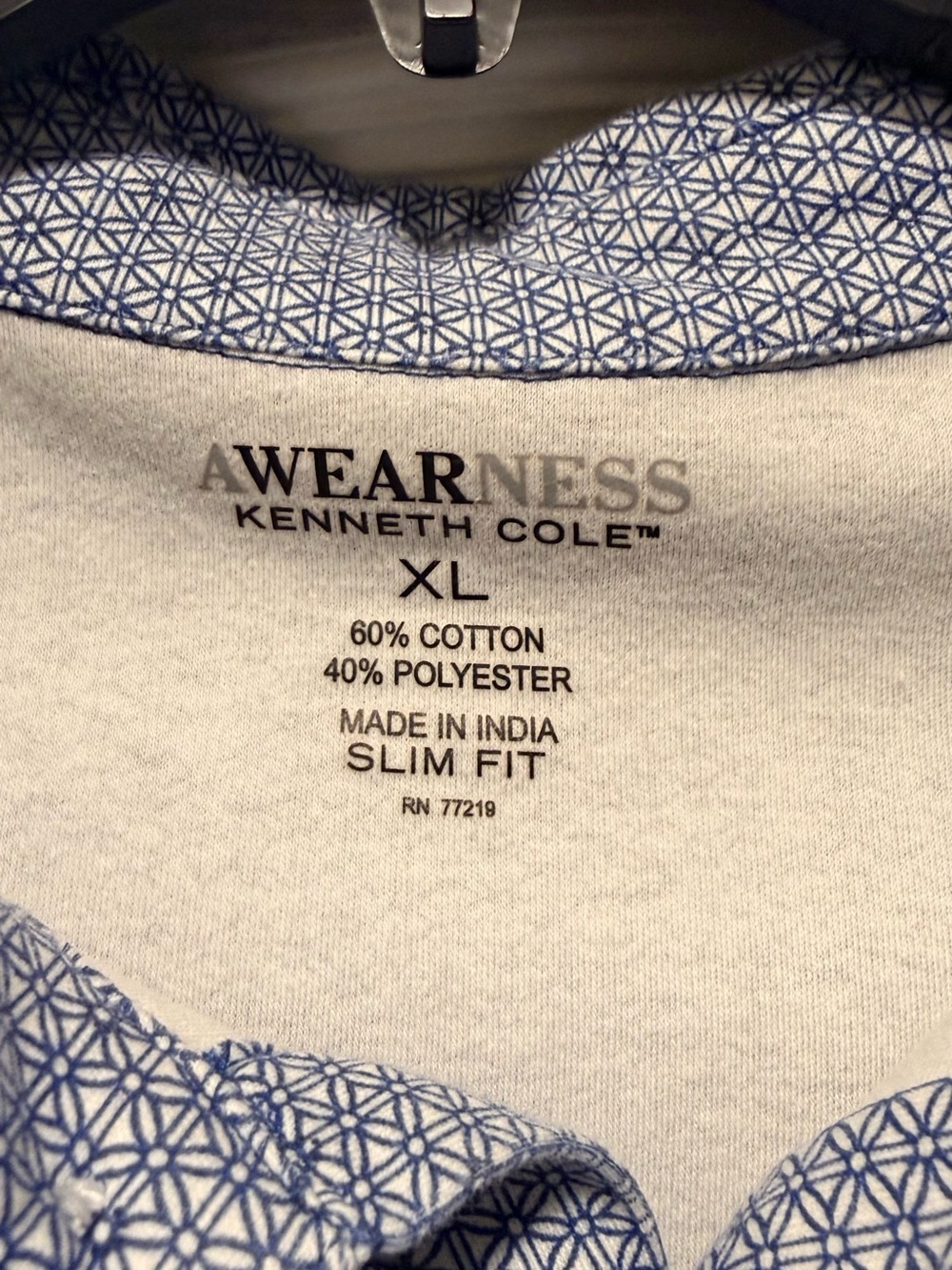 Kenneth Cole Light Blue Micro-Pattern Polo - Picture 2 of 2